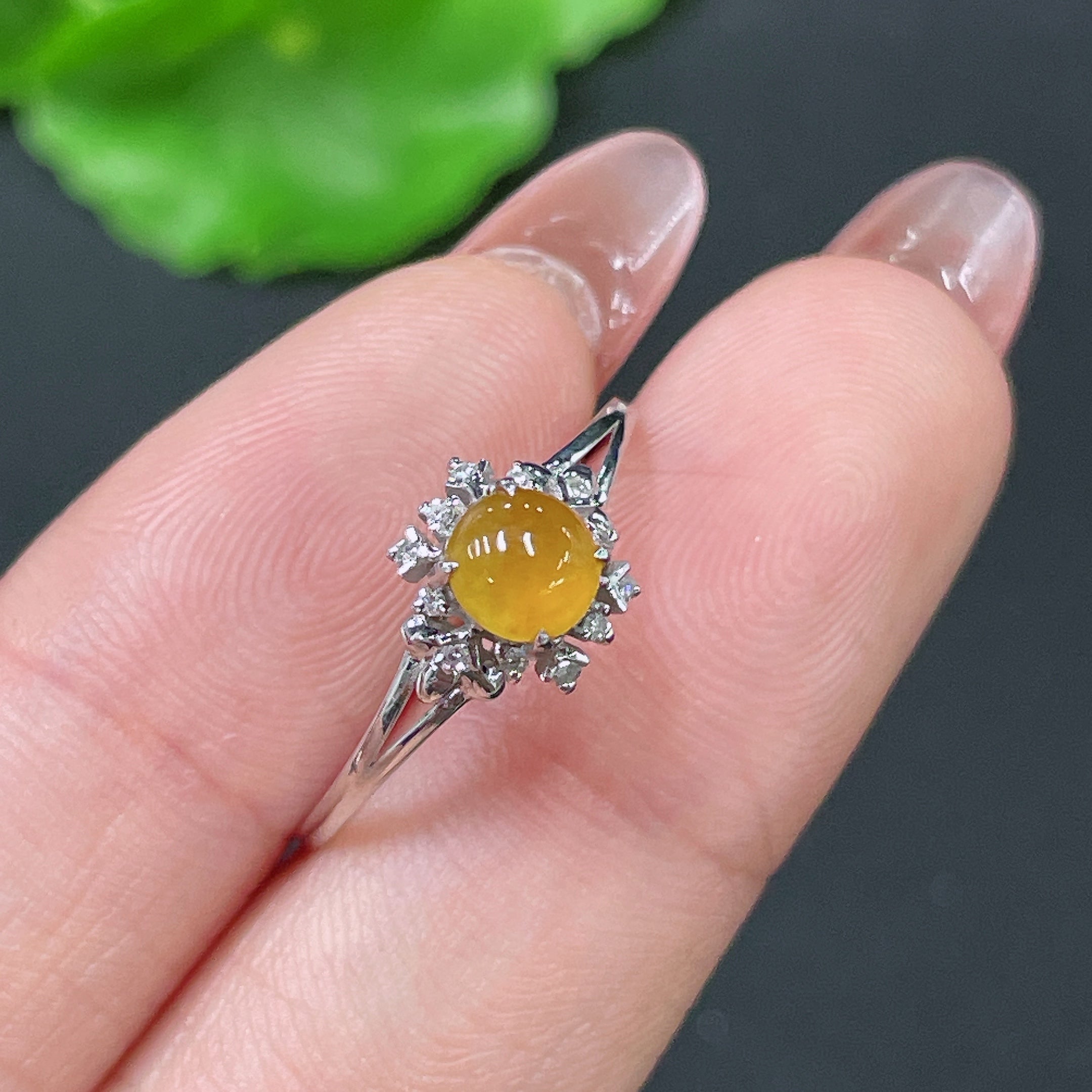 Jadeite Ring Set with Diamonds . | Huiliu Certified