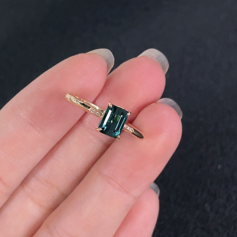 Tourmaline Ring with Diamond Accents, 18K Gold