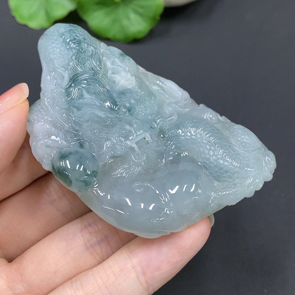 Jadeite Dragon Soaring the World Pendant, Total Weight 90.993g