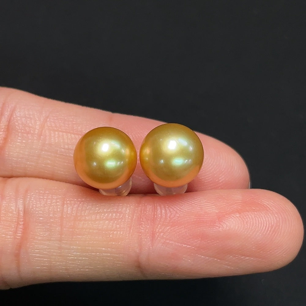 Saltwater Pearl Earrings Set in 18K Gold, Color Origin Undetermined