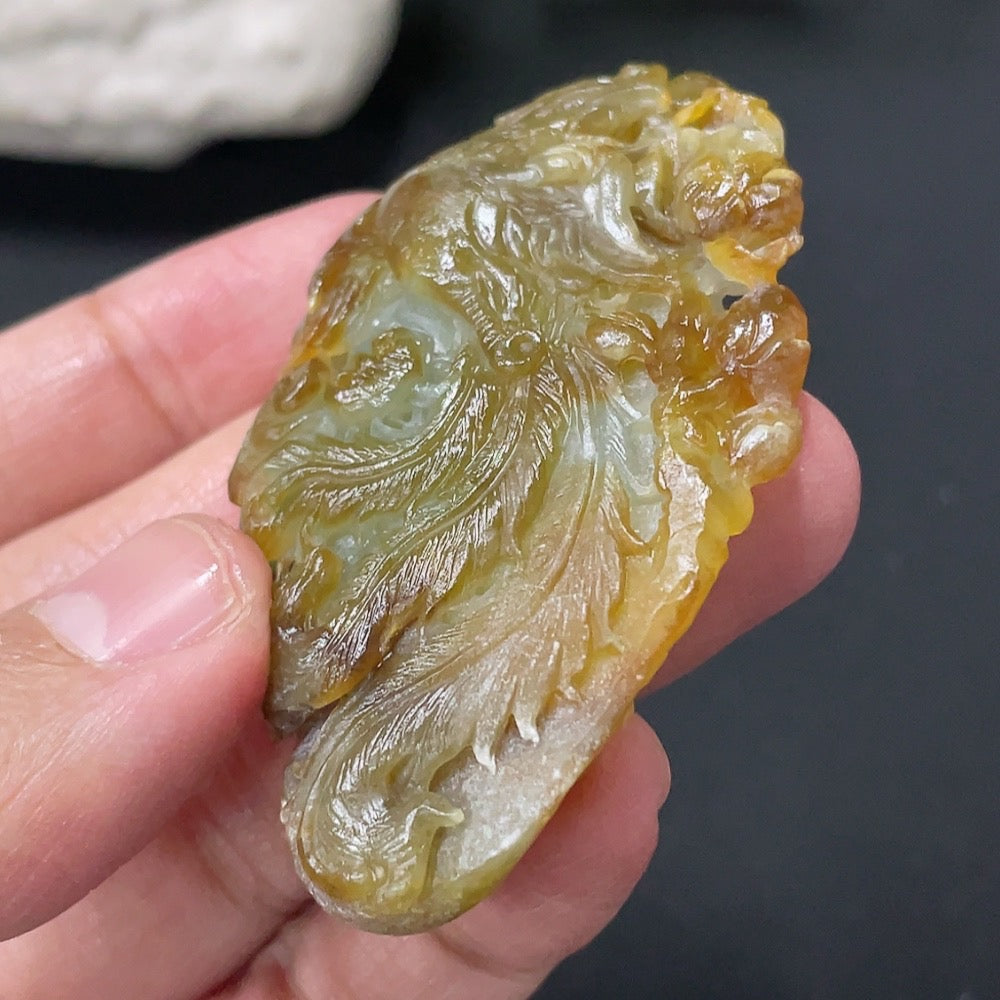 Jadeite Rough Phoenix Pendant Total Weight Approx.32g Color Origin Undetermined