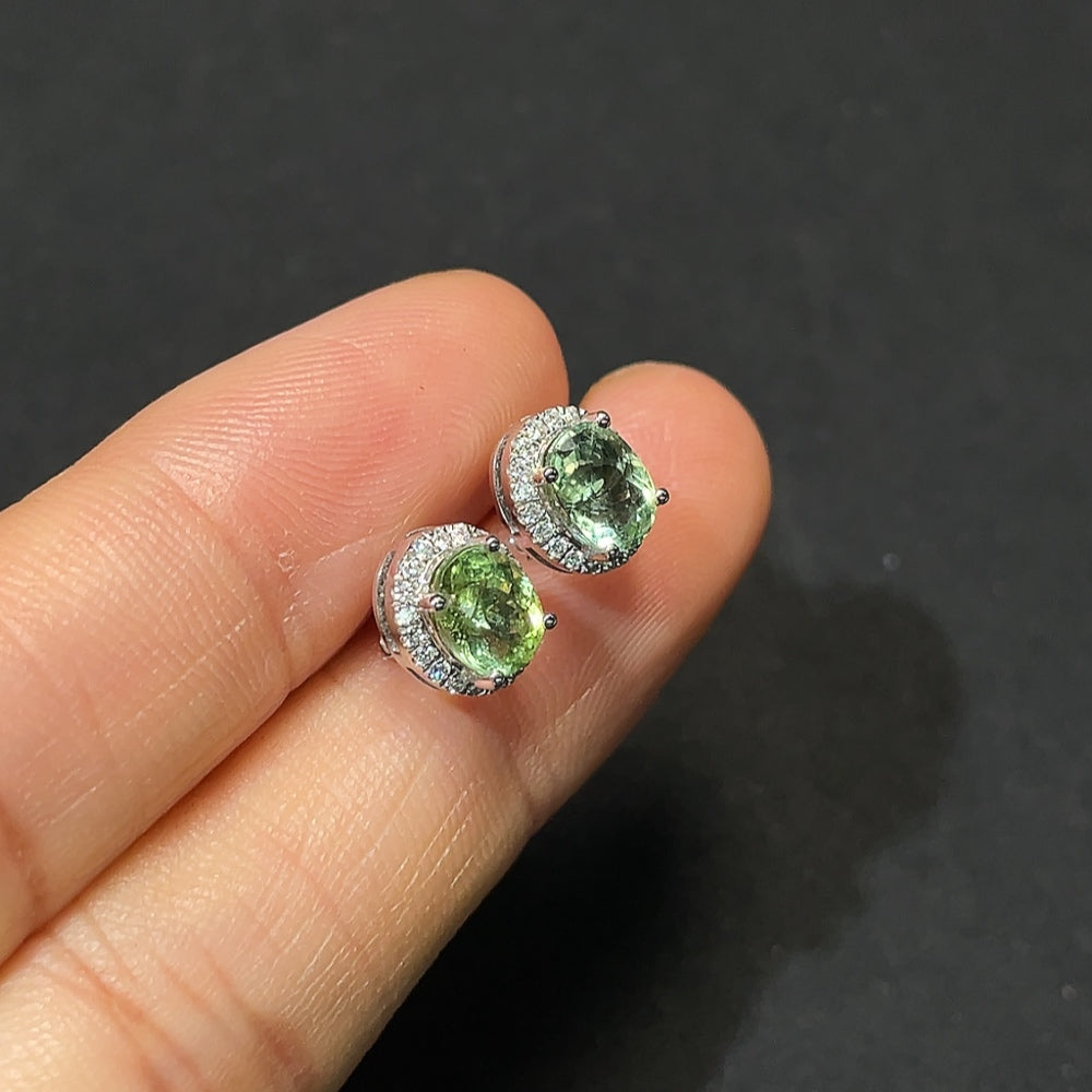 Tourmaline Earrings with Diamond Accents, 18K Gold