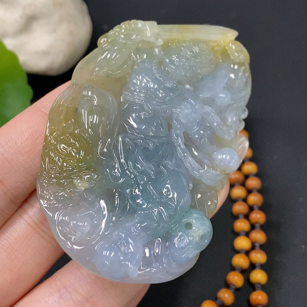 Jadeite Fudō Myōō Pendant