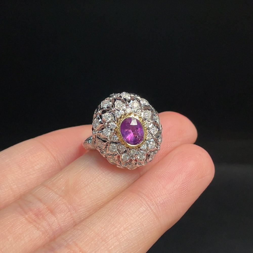 18K Sapphire Ring with Diamond Accents