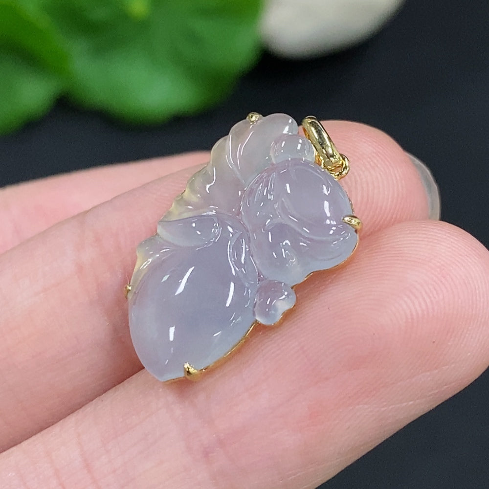Jadeite Inlaid Pendant 18K Gold Total Weight Approx. 1.9g
