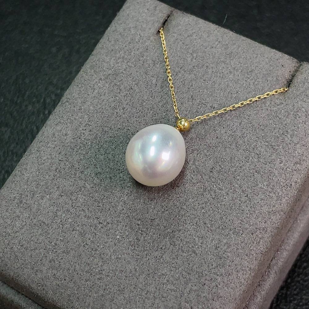 Huiliu Saltwater Pearl Necklace with 11.6mm pearls, certified by HUILIU HQ, showcasing a close-up of the elegant pearl strand.