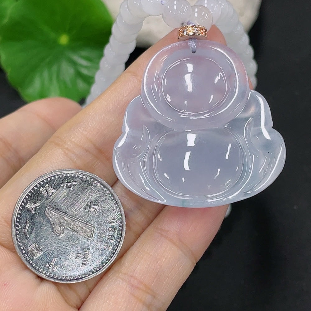 Jadeite Buddha Pendant with Chain, Total Weight Approx. 54.7g, Non-Grade A Chain, Non-Gold Accessory