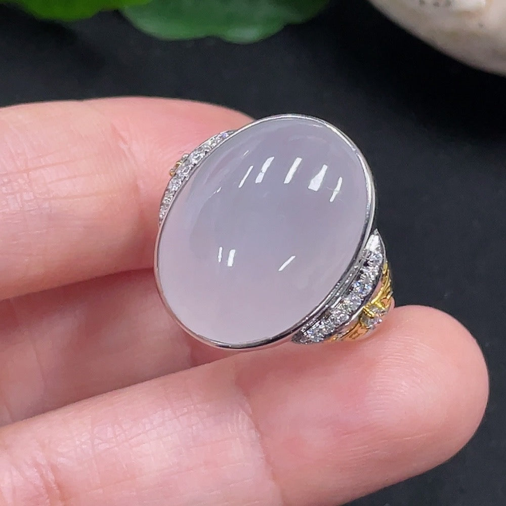 Jadeite Ring with Diamond Accents . | Huiliu Certified
