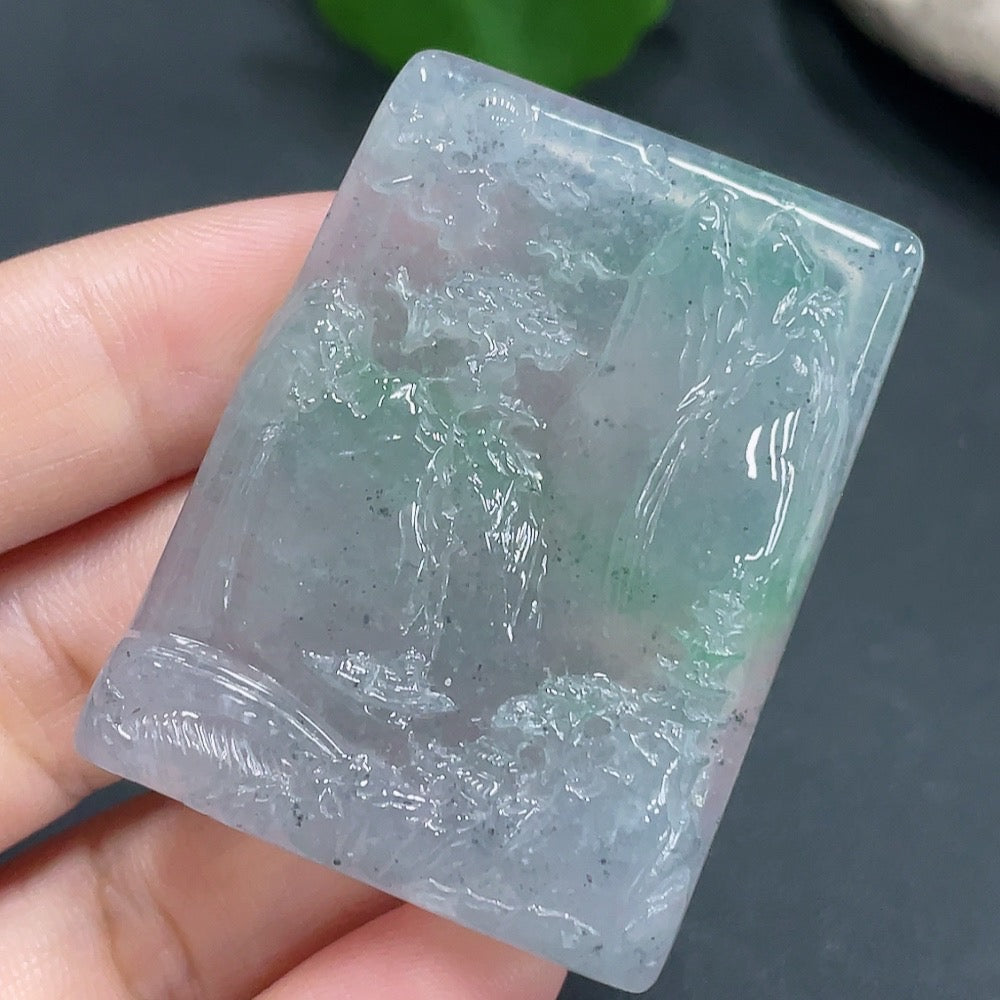 Jadeite Pendant Landscape Plaque | Huiliu Certified