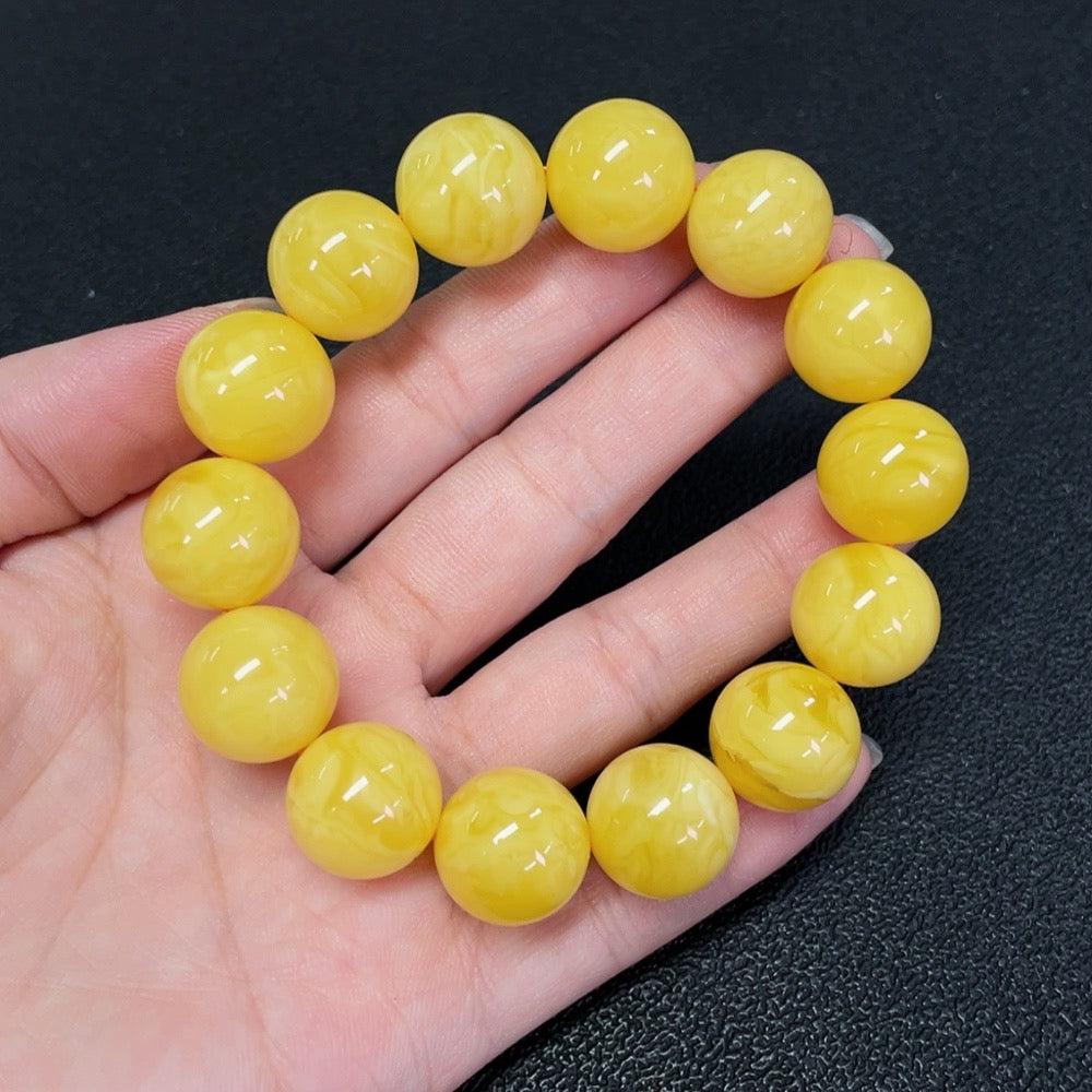 Amber Beeswax Bracelet, Approx. 15mm
