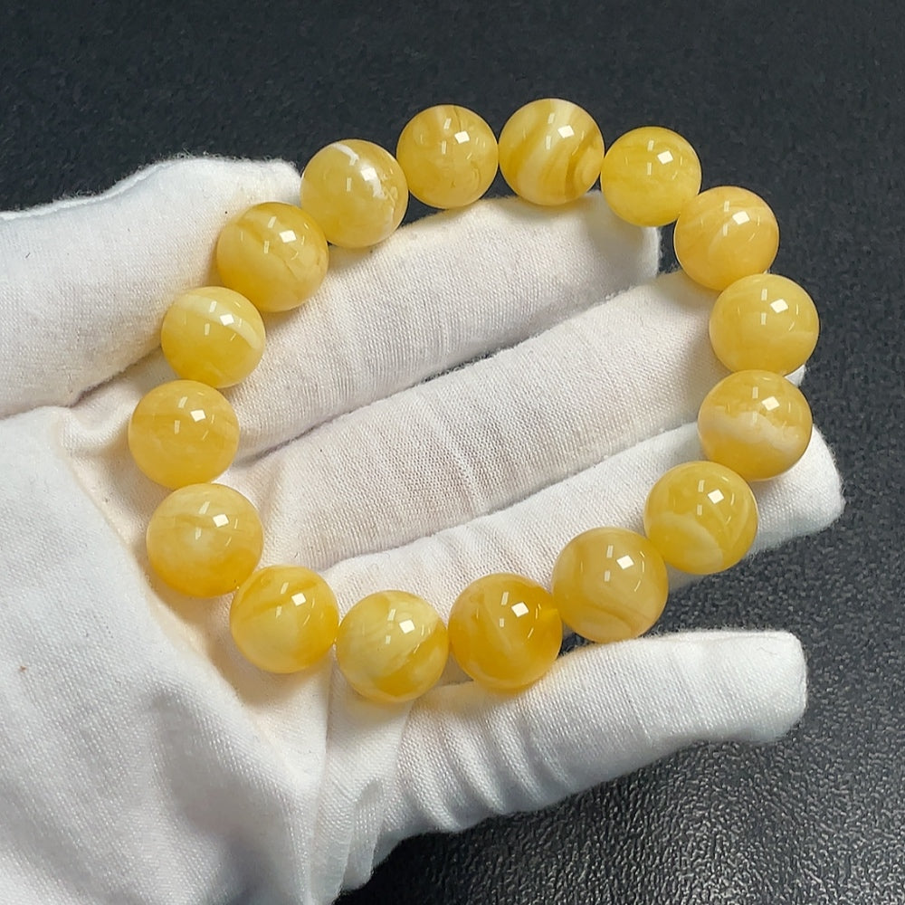 Amber Beeswax Bracelet . Size About 12.7mm | Huiliu Certified
