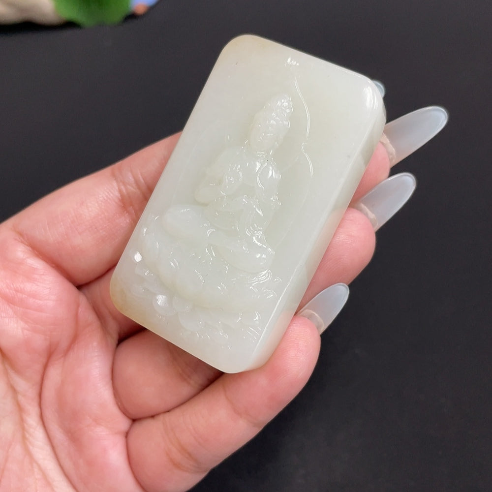 Hetian Jade Pendant Guanyin Total Weight Approx. 75.6g