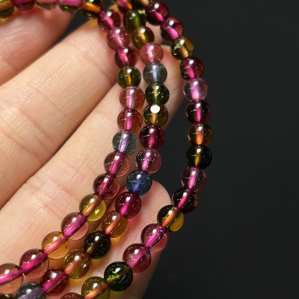 Tourmaline Bead Necklace with Visible Organic Matter