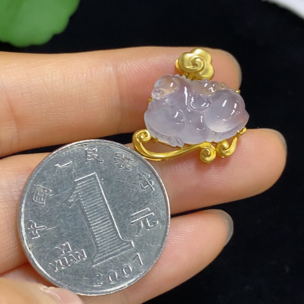 Jadeite Inlaid Pendant 18k Total Weight Approx. 3.21g