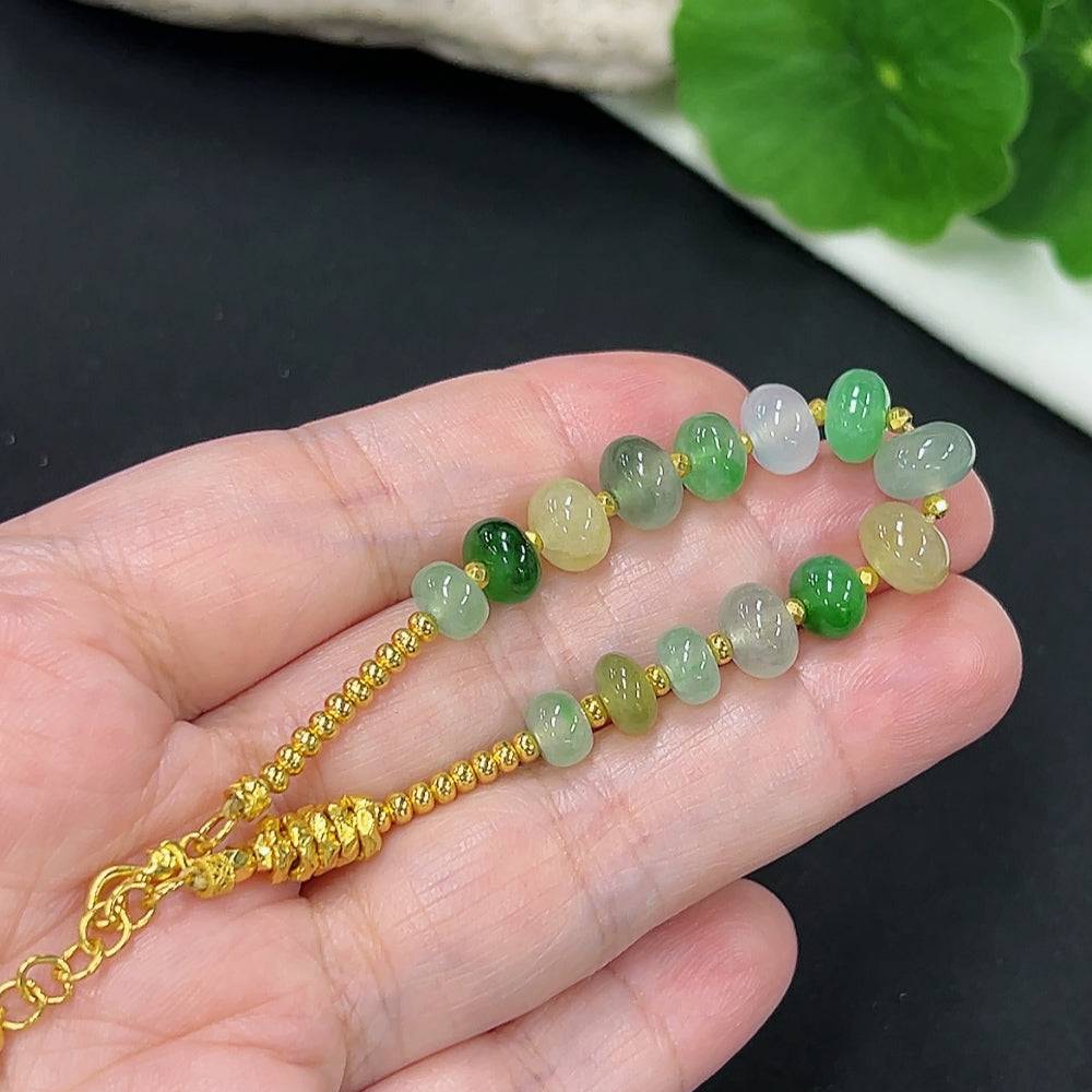 Jadeite Bracelet with Tested 99% Gold Setting