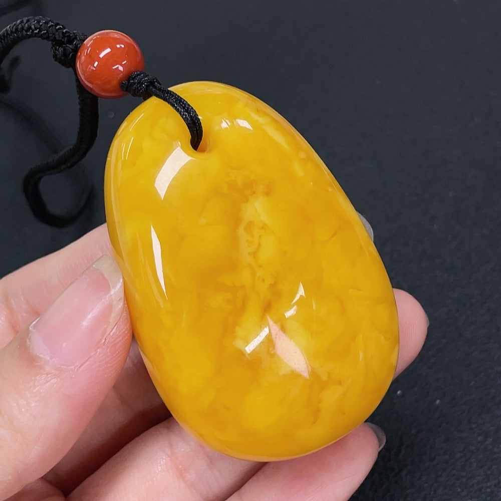 Amber Beeswax Pendant, Stones May Not Be Natural