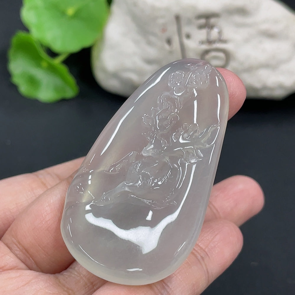 Jadeite Deer Pendant, Total Weight Approx. 25.96g