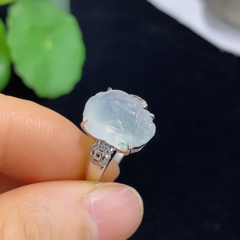 Jadeite Ring 18k Gold Setting No Diamond Total Weight Approx. 4.16g Size 16