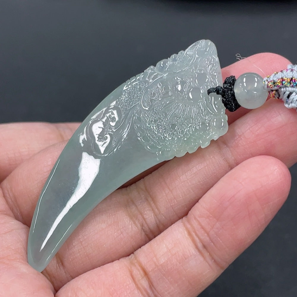 Jadeite Pendant Dragon Tooth Total Weight Approx. 15.8g with Rope