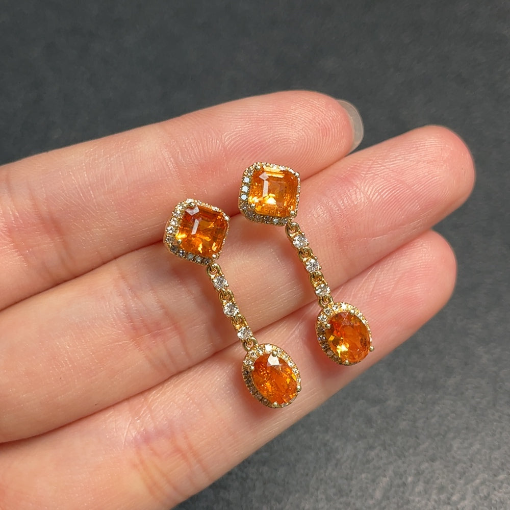 Garnet Earrings with 73% Content and Diamond Accents, Approximately | Huiliu Certified