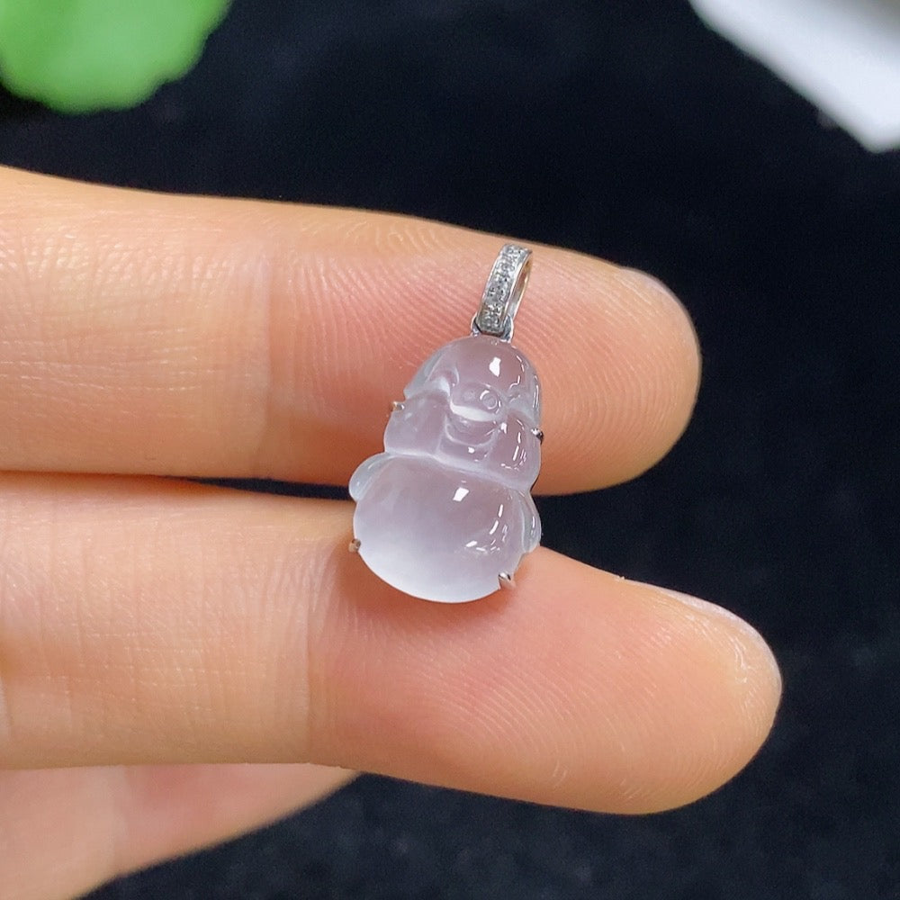 Jadeite Pendant with 18k Gold and Diamond Accents, Total Weight Approximately 1.32g