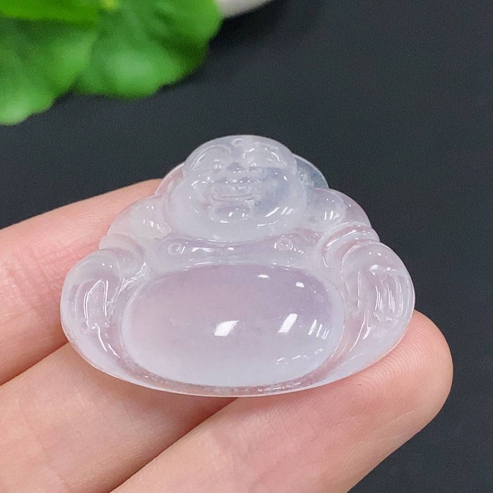 Jadeite Buddha pendant with 18k gold clasp, crafted from green jade, weight approximately 10g, by HUILIU HQ.