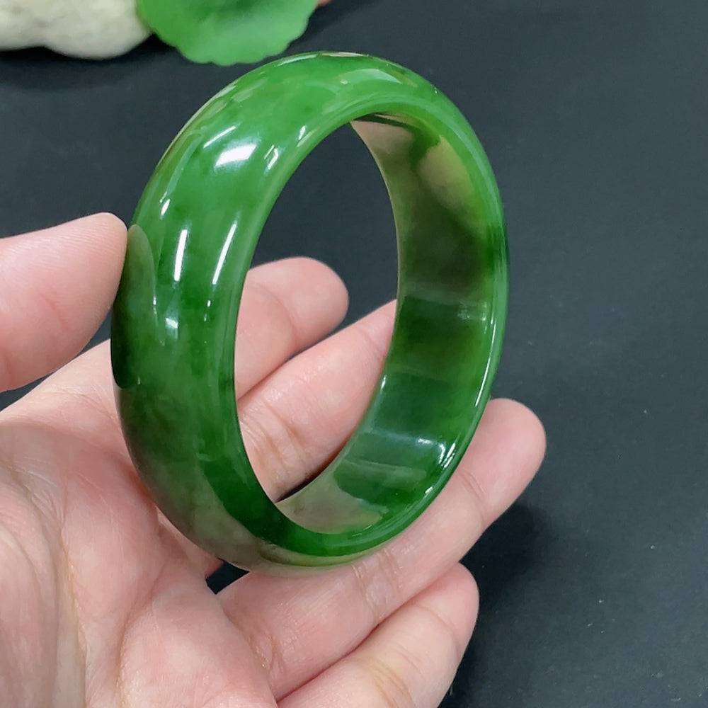 HUILIU HQ Hetian Jade Jasper round bracelet with 58.7mm size and 78g weight, showcasing smooth, polished jade beads.
