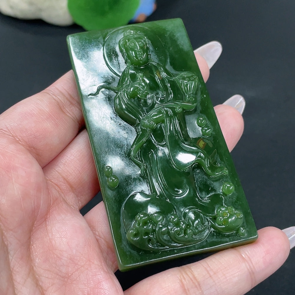 Hetian Jade Jasper Pendant Guanyin . | Huiliu Certified