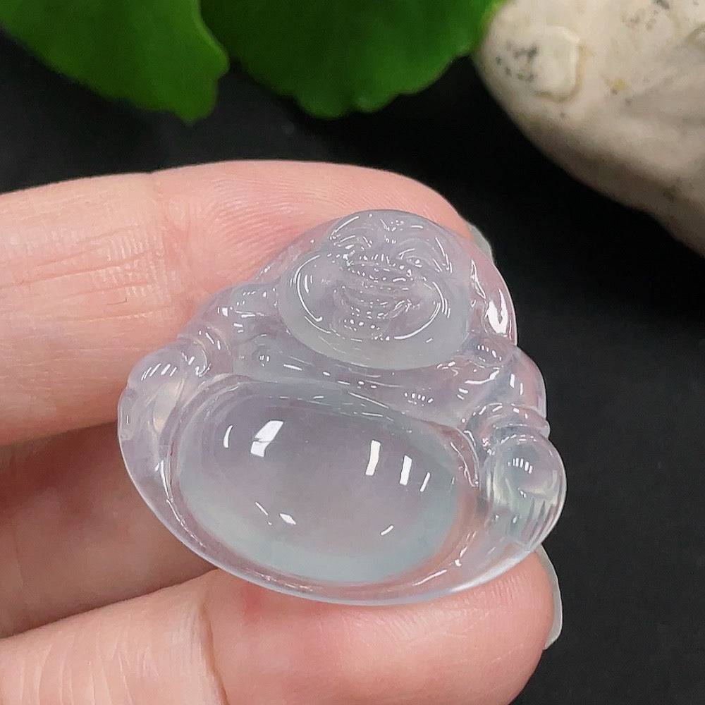 Jadeite Buddha pendant in green jade with carved details, weighing approximately 5.7 grams, from HUILIU HQ.