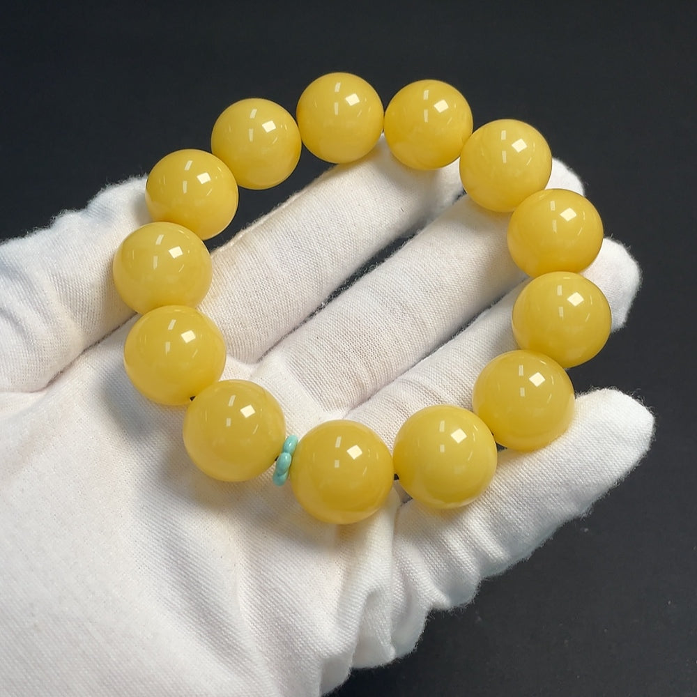 Amber Beeswax Bracelet with Turquoise