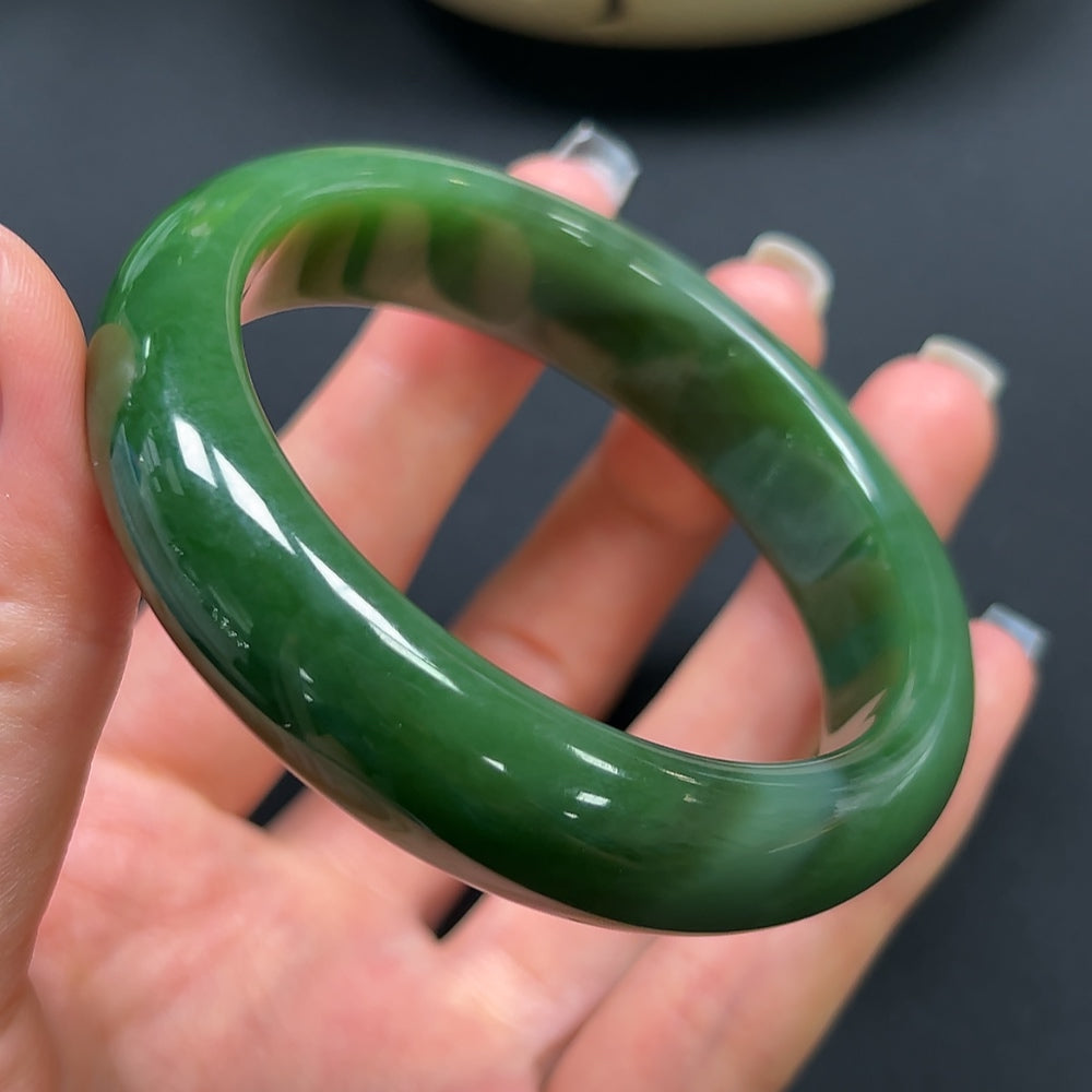 Hetian Jade Round Bracelet Size 56.1mm Total Weight Approx. 61.4g