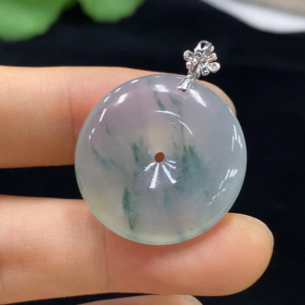 Jadeite Safety Pendant with 18K Gold, Total Weight Approx. 6.6g