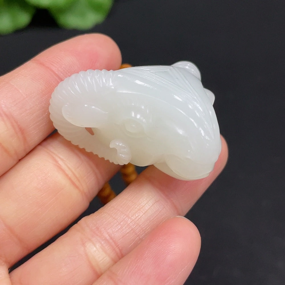 Hetian Jade Pendant - Auspicious Ram | Huiliu Certified