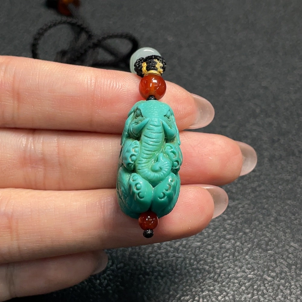 Turquoise Pendant, Total Weight Including Cord Approx. 12.91g, Non-Natural Accent Stones Considered