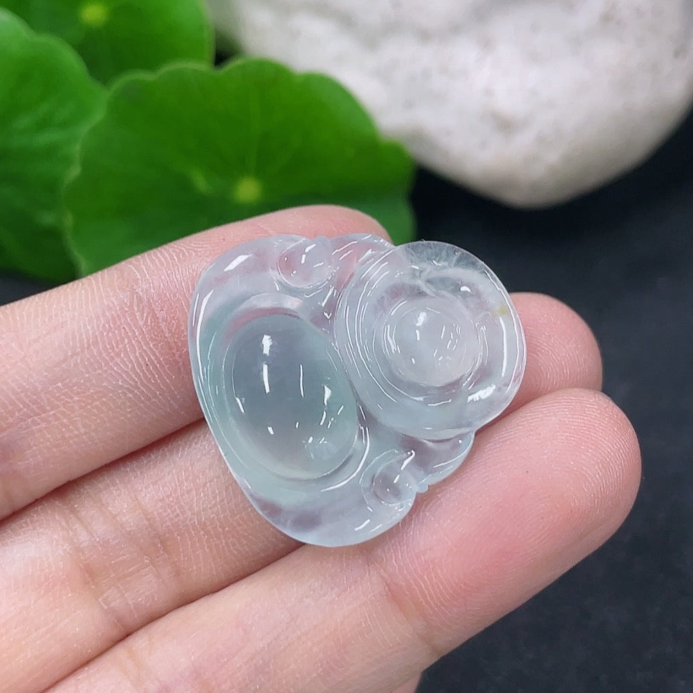 Jadeite Buddha pendant necklace with a polished green jadeite Buddha charm, weighing approximately 5.05g, on a delicate chain.