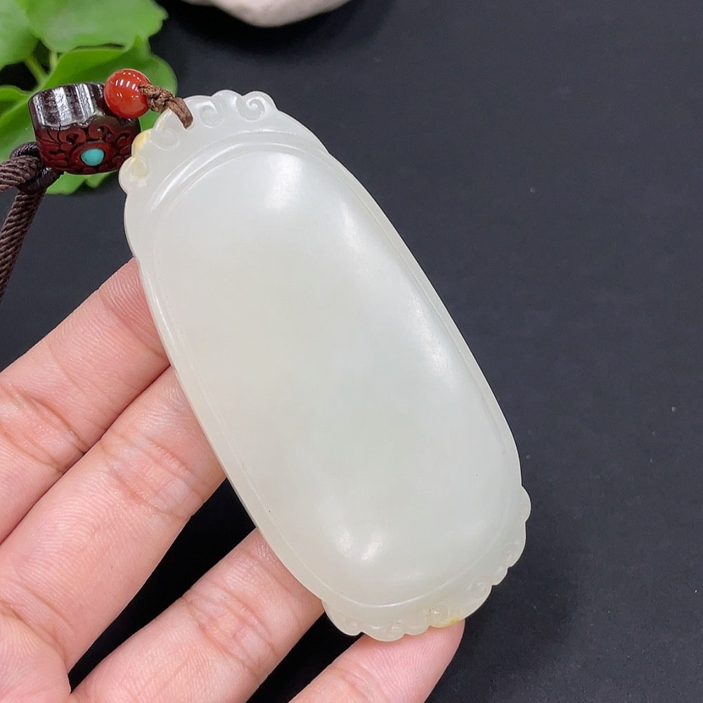 Hetian Jade Pendant Plain Pendant Undetermined Skin Color Formation Total Weight Approx. (Incl. Cord) 58g