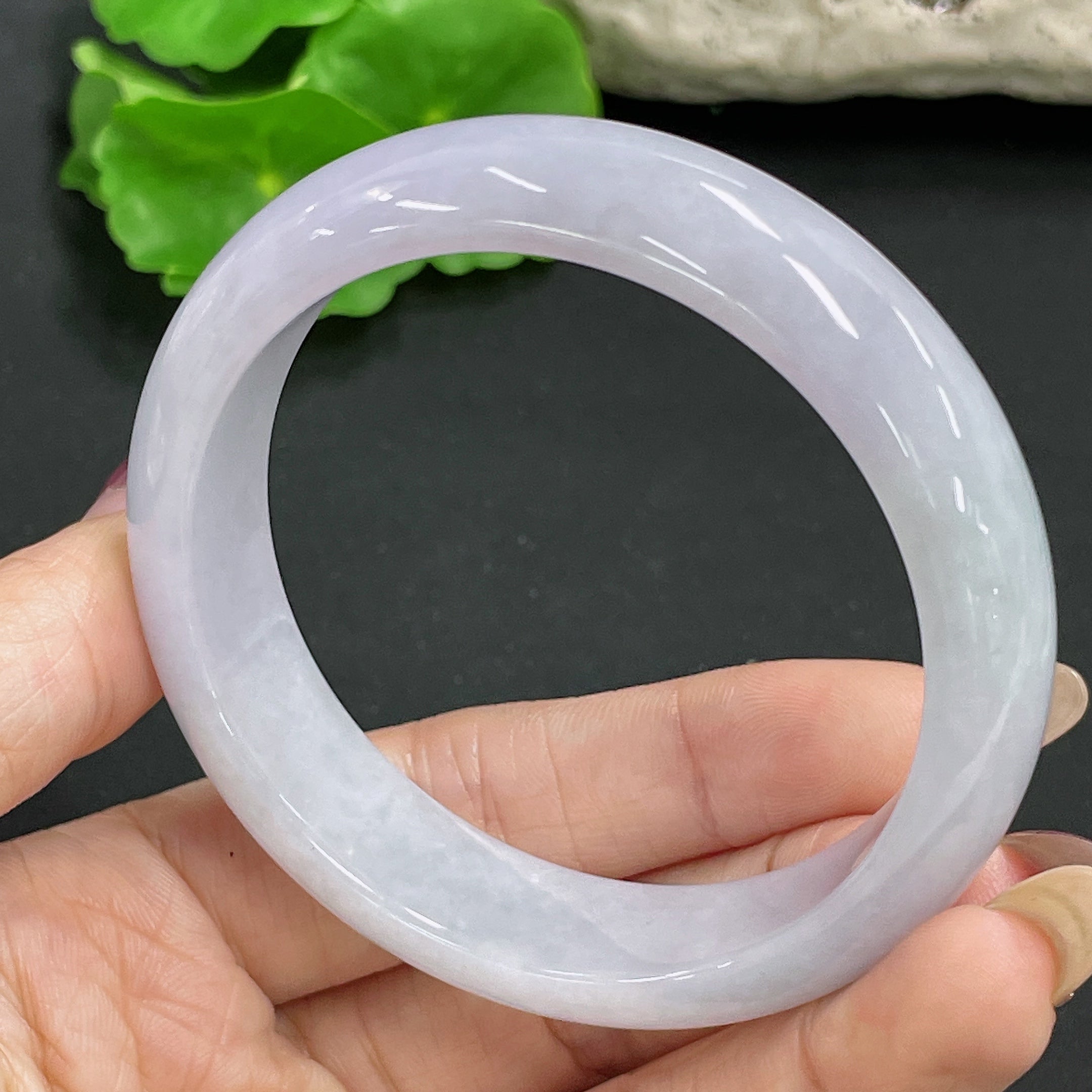 Jadeite Round Bangle, Total Weight Approx. 59.6g, Size 56.4