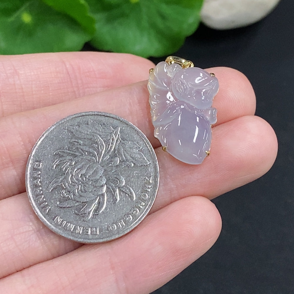 Jadeite Inlaid Pendant 18K Gold Total Weight Approx. 1.9g