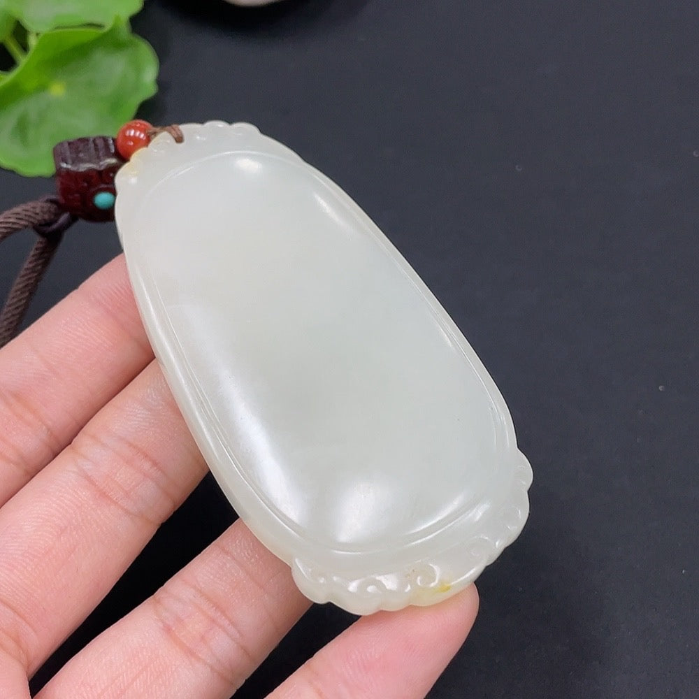 Hetian Jade Pendant Plain Pendant Undetermined Skin Color Formation Total Weight Approx. (Incl. Cord) 58g