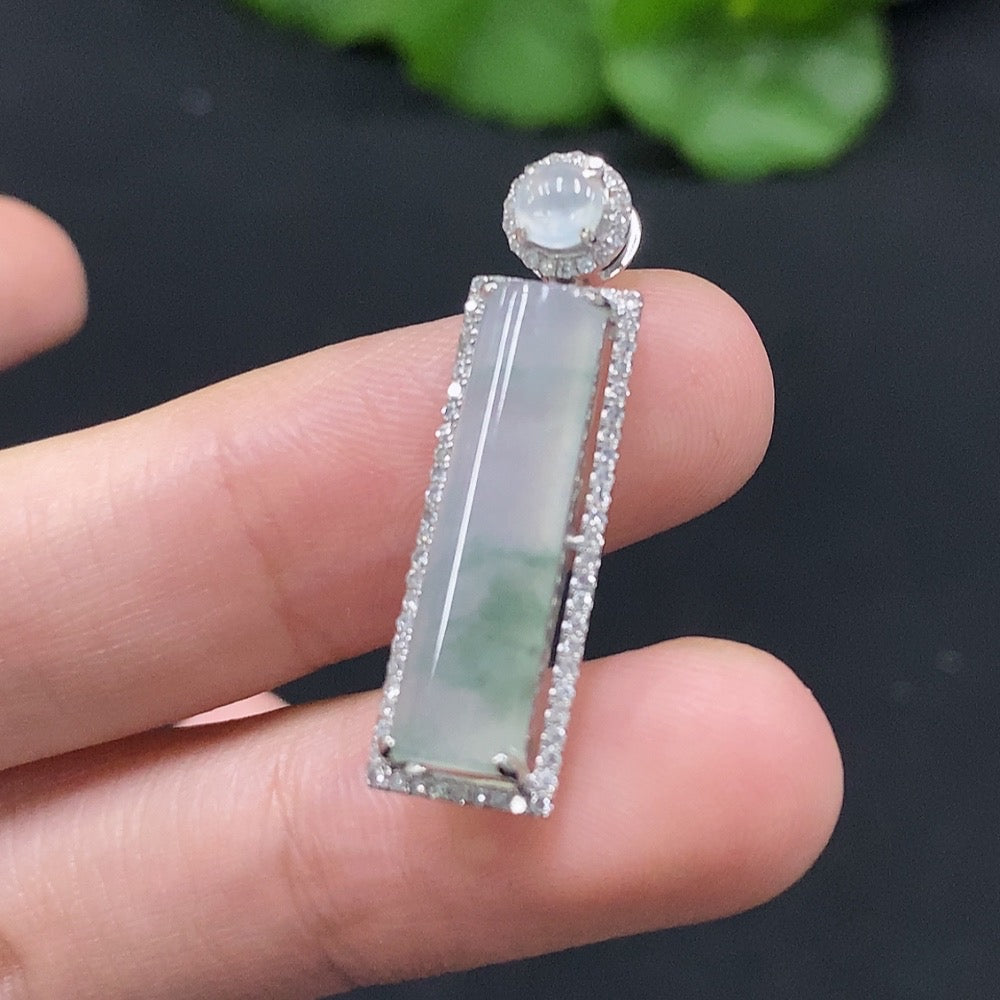 Jadeite Pendant with Mount, ., Accented with Diamonds | Huiliu Certified