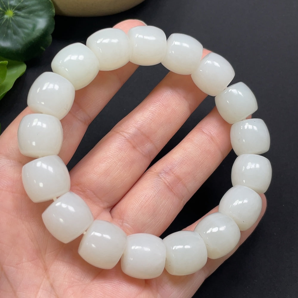 Hetian Jade Bracelet 12.9mm Approx. 64.42g