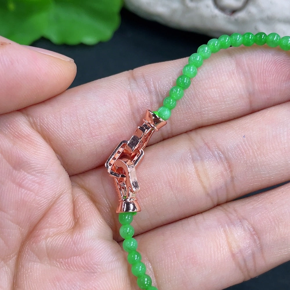 Jadeite Beads Bracelet Approx. 2.8mm Non-Gold Inlaid