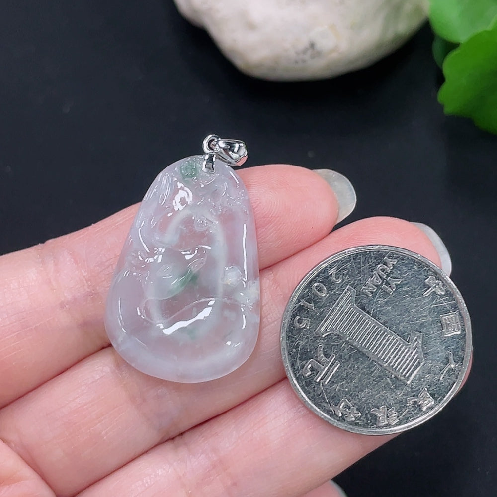 Jadeite You Are Always with Me Pendant with 18K Gold Clasp, Total Weight Approx. 6.1g