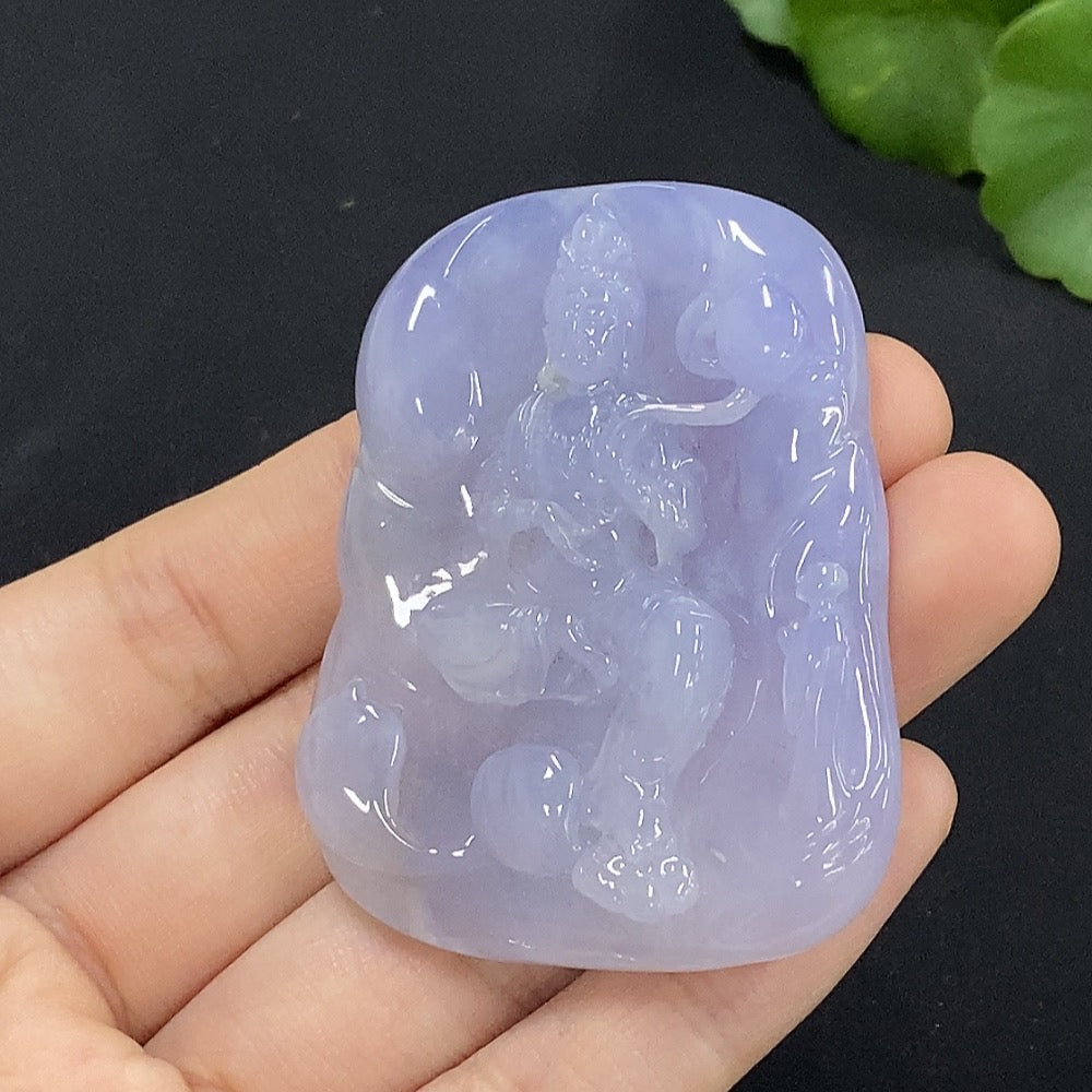 Jadeite Guanyin Pendant . | Huiliu Certified