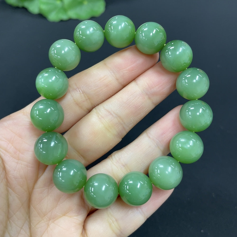 Hetian Jade Jasper Bracelet, . 11.8mm, . | Huiliu Certified