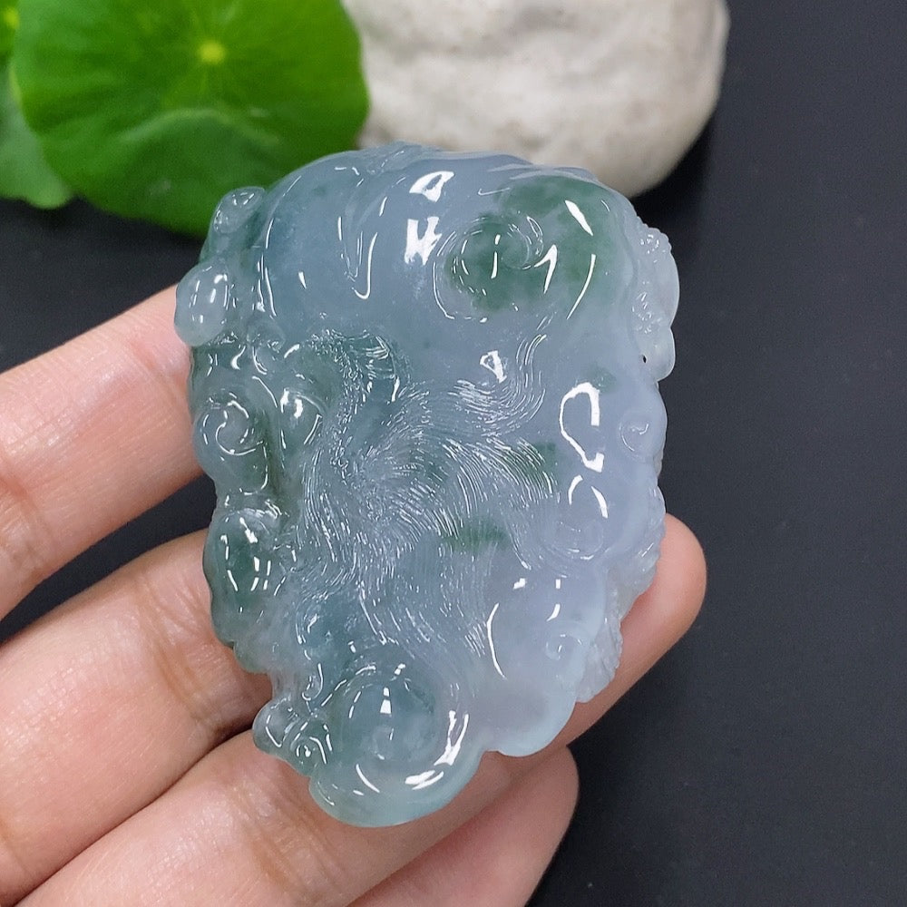 Jadeite Pendant Dragon Plaque Total Weight Approx. 67g