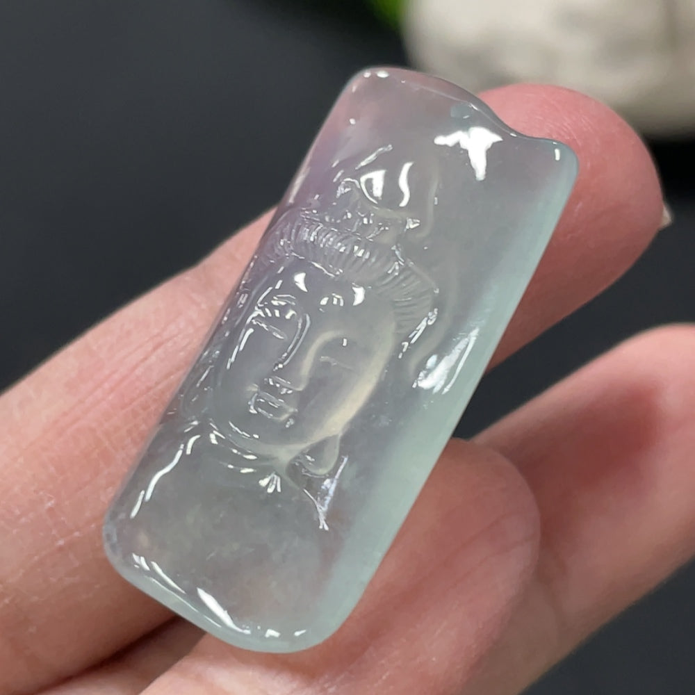 Jadeite Guanyin pendant crafted from jade, weighing approximately 6.2g, showcasing intricate Buddhist deity carving, by HUILIU HQ.