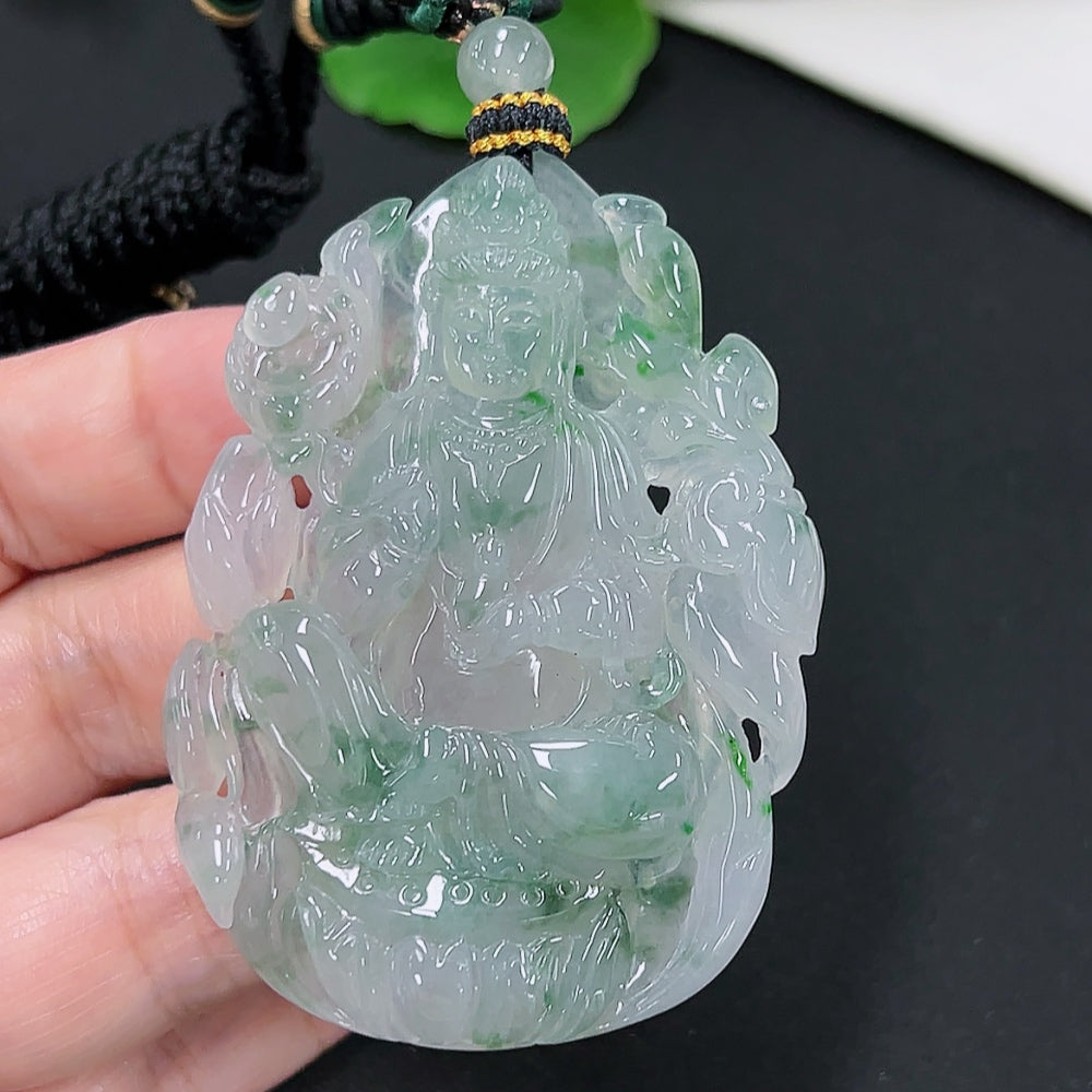 Jadeite Guanyin Pendant (including rope weight)