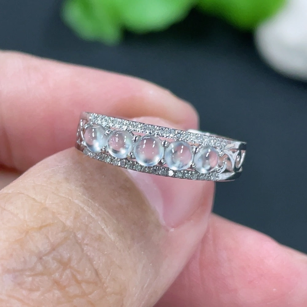 Jadeite Cabochon Ring, 18k Gold with Diamond Accents