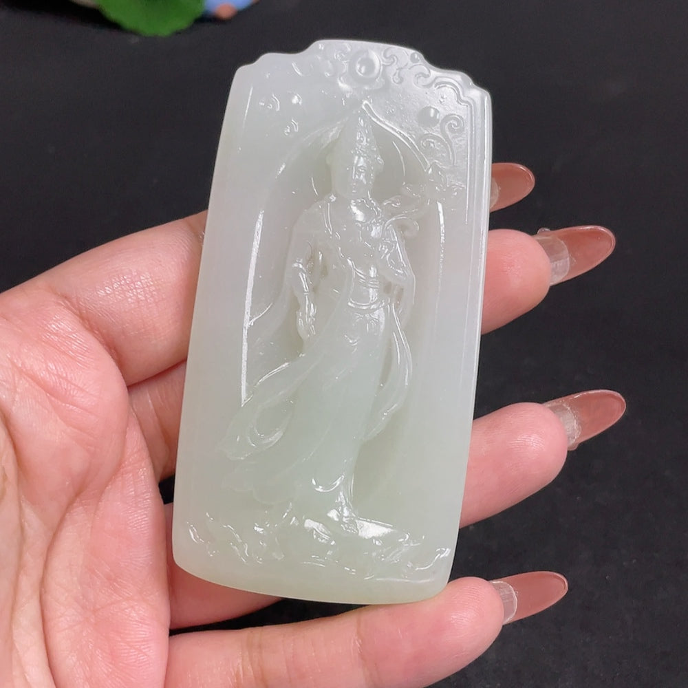 Hetian Jade Pendant - Mahasthamaprapta Bodhisattva, Total Weight Approx. 82.8g